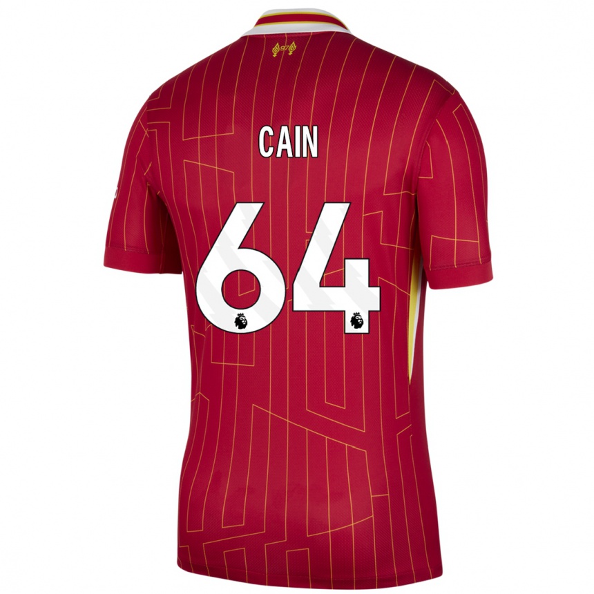 Homme Football Maillot Jake Cain #64 Rouge Jaune Blanc Tenues Domicile 2024/25