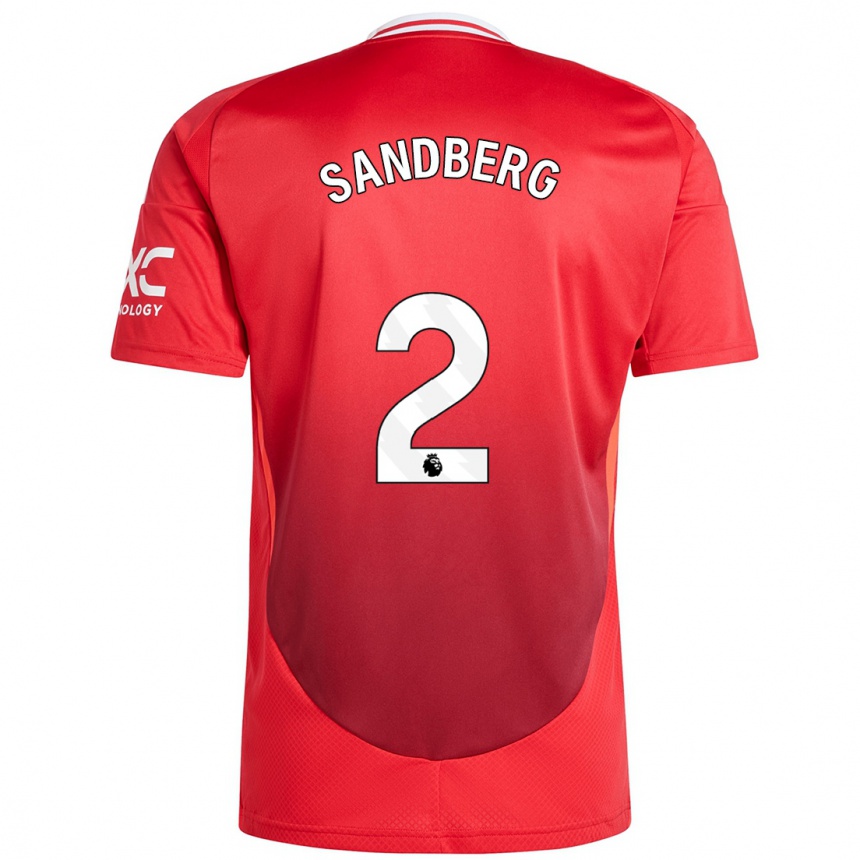 Homme Football Maillot Anna Sandberg #2 Rouge Vif Tenues Domicile 2024/25