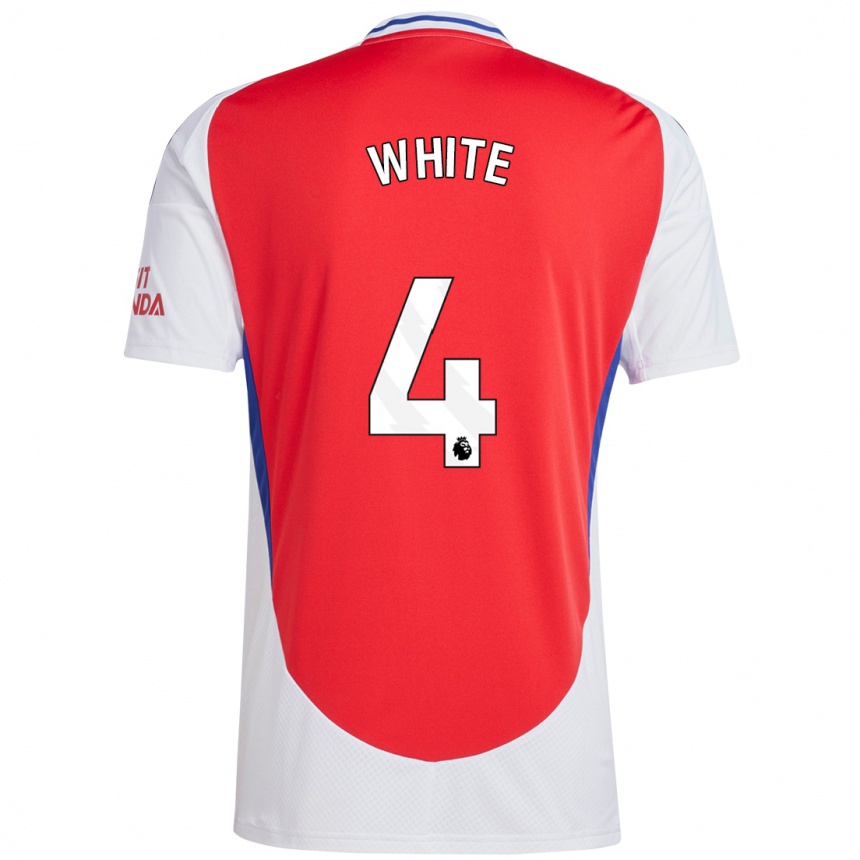 Homme Football Maillot Ben White #4 Rouge Blanc Tenues Domicile 2024/25