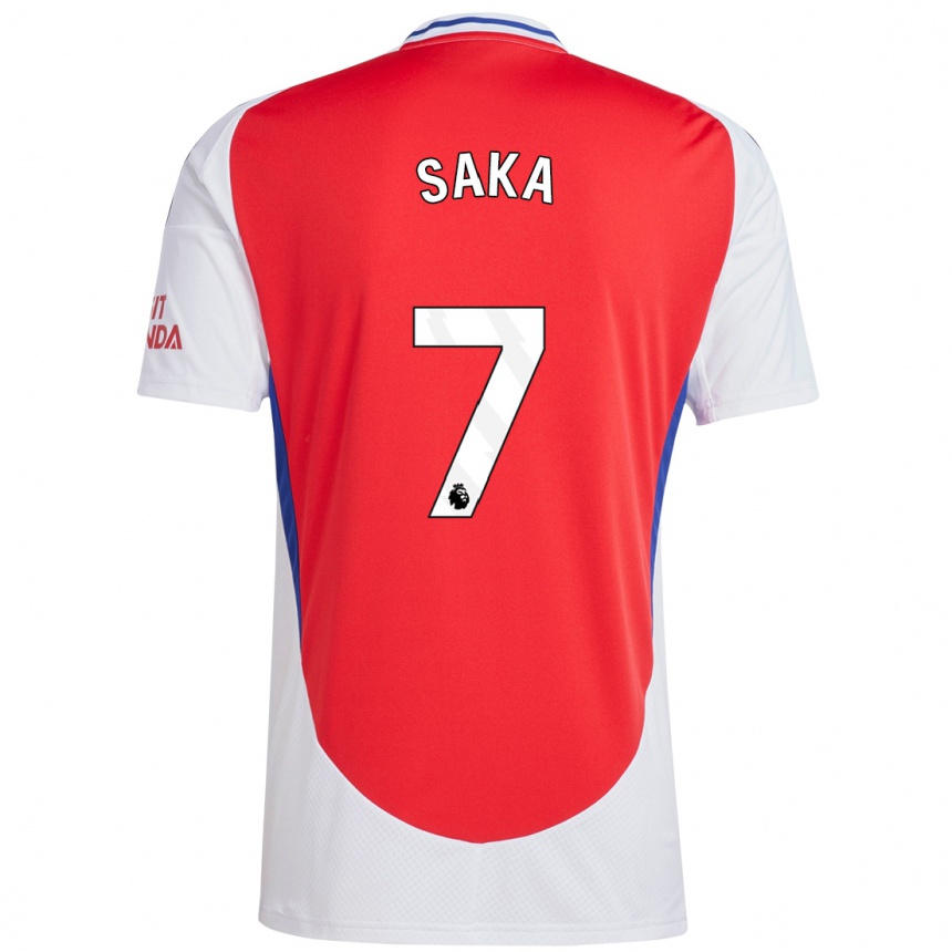 Homme Football Maillot Bukayo Saka #7 Rouge Blanc Tenues Domicile 2024/25