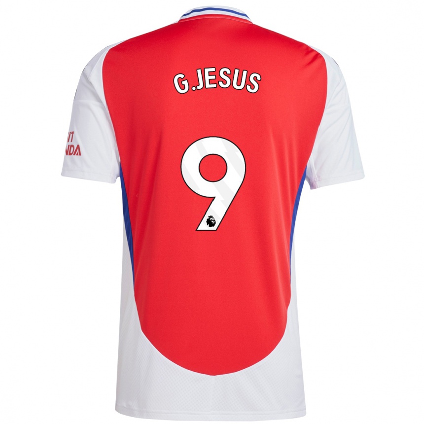 Homme Football Maillot Gabriel Jesus #9 Rouge Blanc Tenues Domicile 2024/25