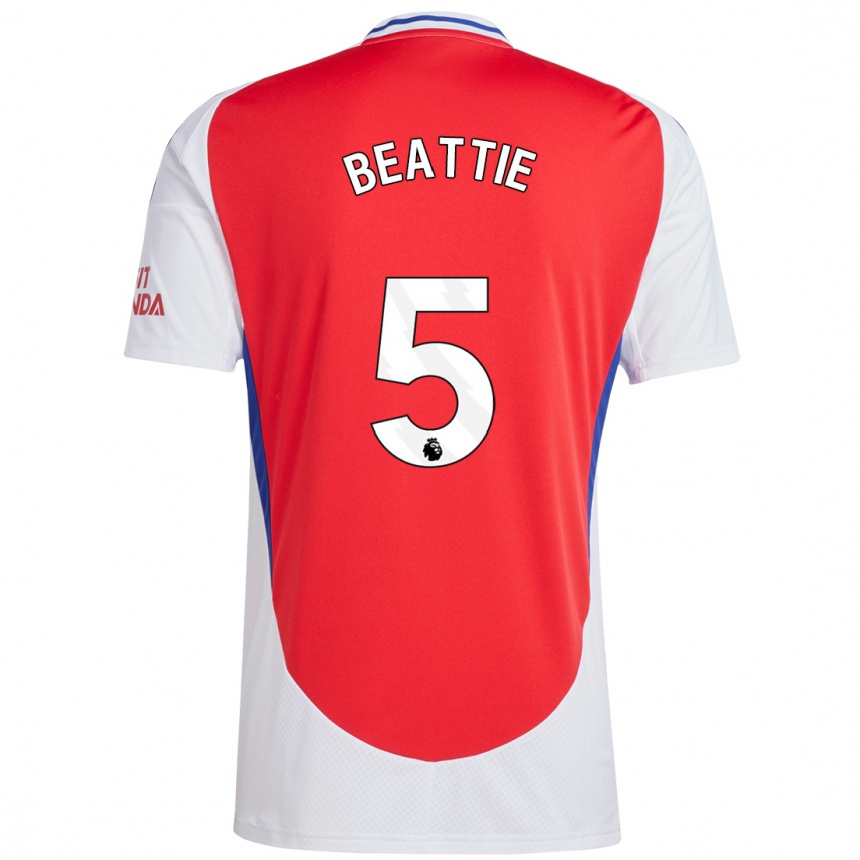 Homme Football Maillot Jen Beattie #5 Rouge Blanc Tenues Domicile 2024/25