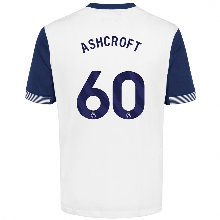 Homme Football Maillot Tyrell Ashcroft #60 Blanc Bleu Tenues Domicile 2024/25