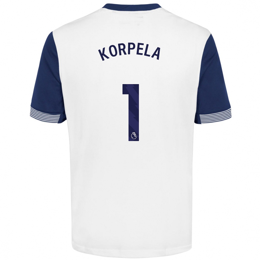 Homme Football Maillot Tinja-Riikka Korpela #1 Blanc Bleu Tenues Domicile 2024/25