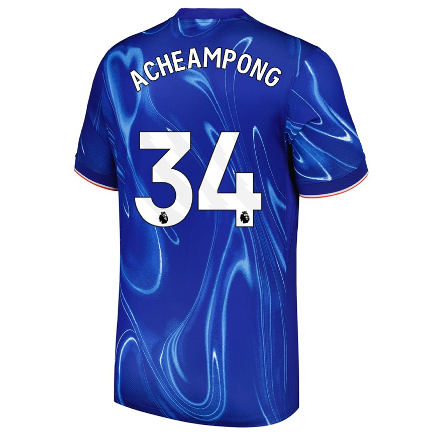 Homme Football Maillot Josh Acheampong #34 Bleu Blanc Tenues Domicile 2024/25