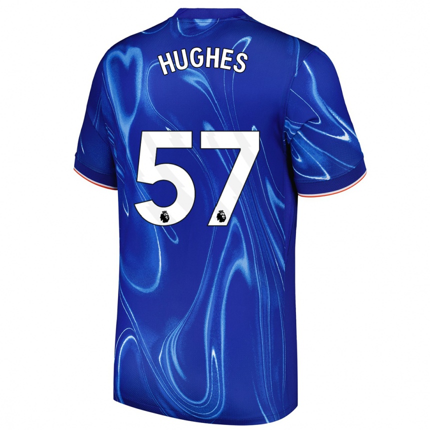 Homme Football Maillot Brodi Hughes #57 Bleu Blanc Tenues Domicile 2024/25