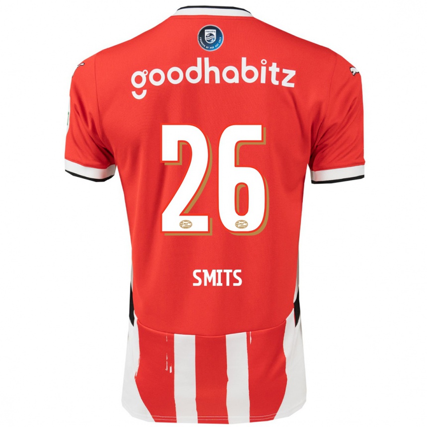 Homme Football Maillot Eef Smits #26 Rouge Blanc Tenues Domicile 2024/25