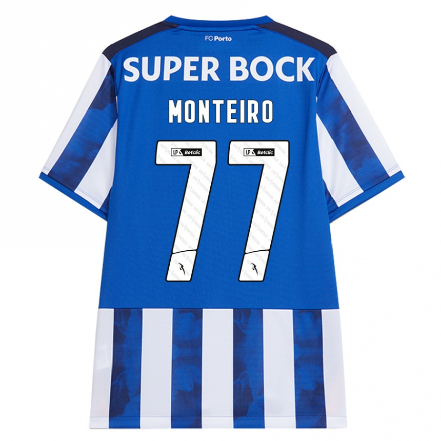 Homme Football Maillot Rui Monteiro #77 Bleu Blanc Tenues Domicile 2024/25