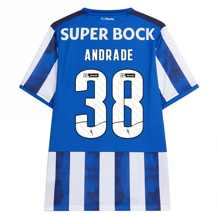 Homme Football Maillot Fernando Andrade #38 Bleu Blanc Tenues Domicile 2024/25