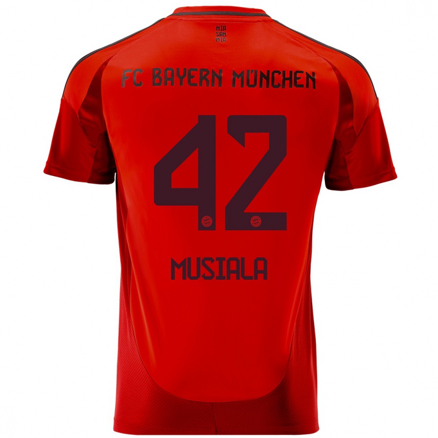 Homme Football Maillot Jamal Musiala #42 Rouge Tenues Domicile 2024/25