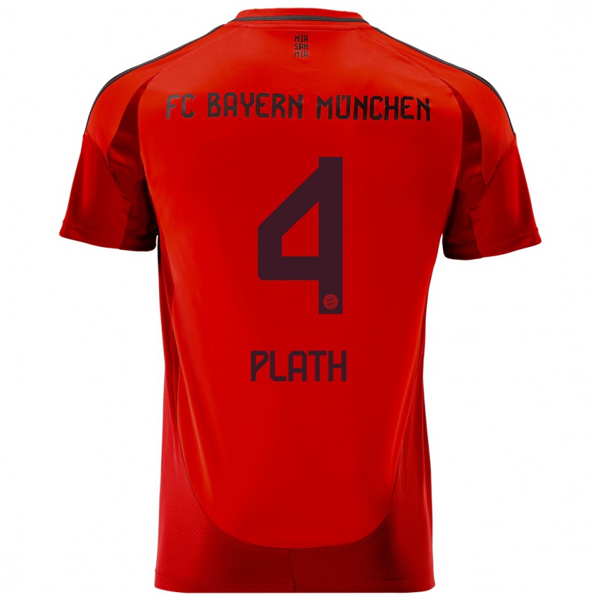 Homme Football Maillot Max Plath #4 Rouge Tenues Domicile 2024/25