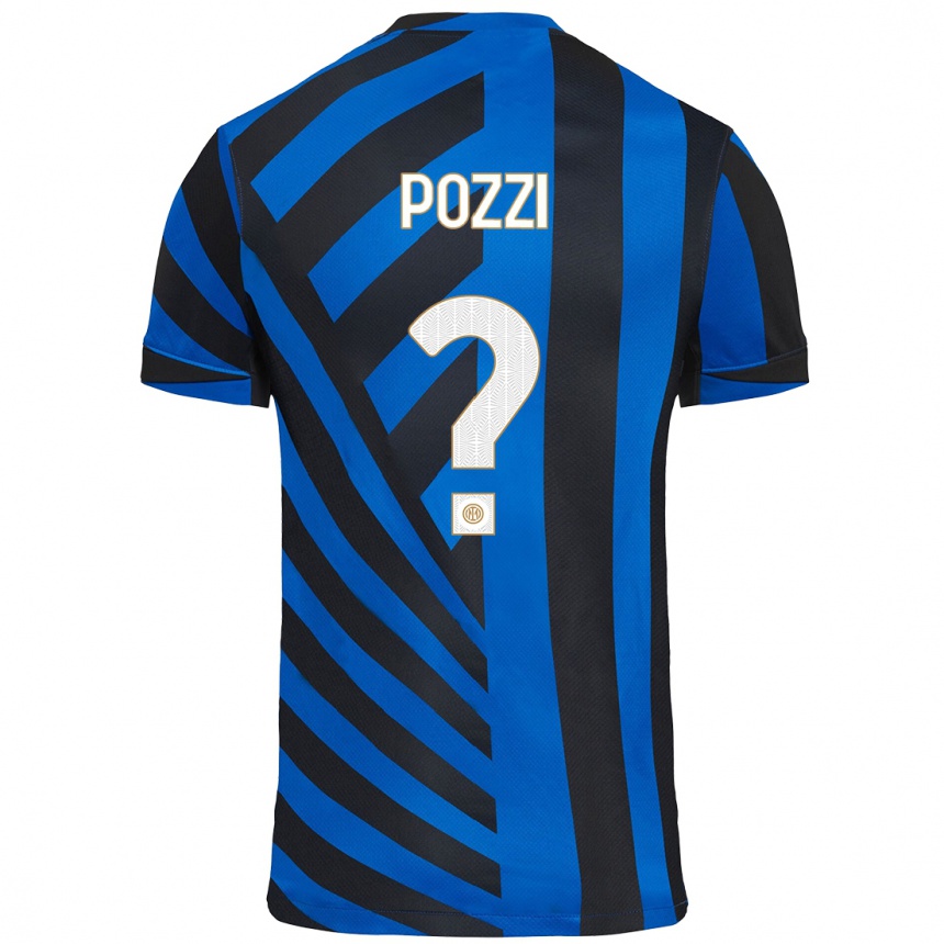 Homme Football Maillot Andrea Pozzi #0 Bleu Noir Tenues Domicile 2024/25