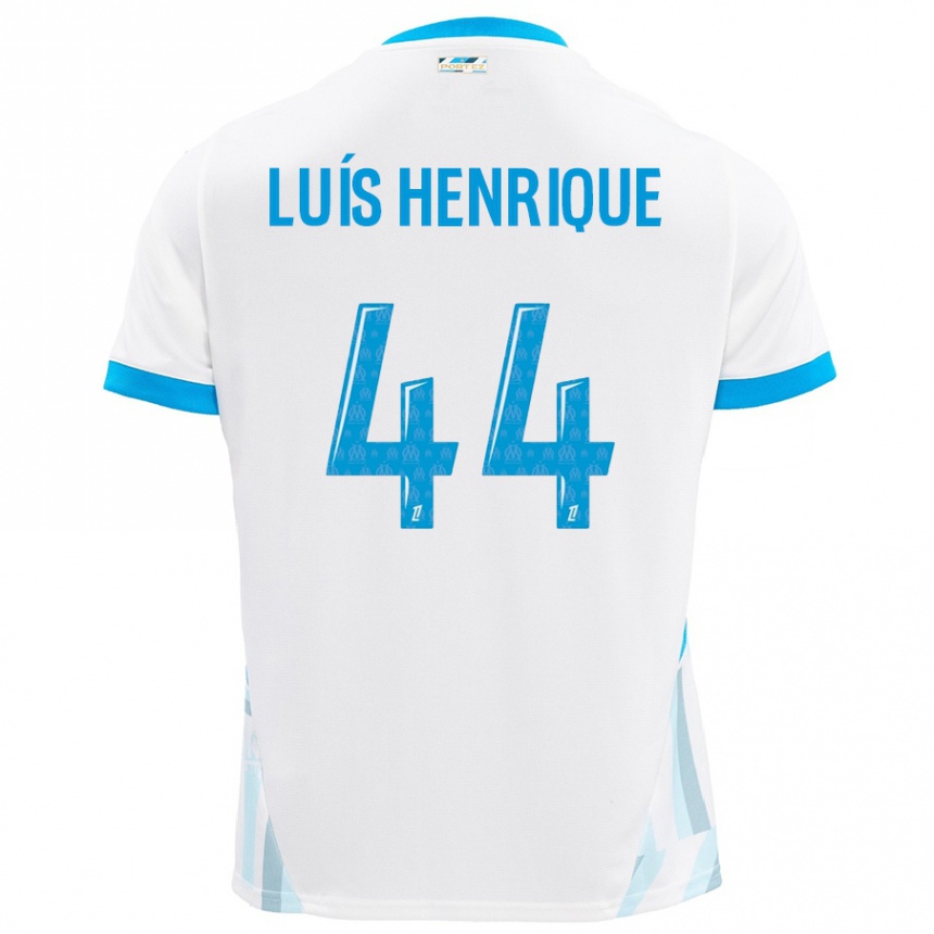 Homme Football Maillot Luis Henrique #44 Blanc Bleu Ciel Tenues Domicile 2024/25