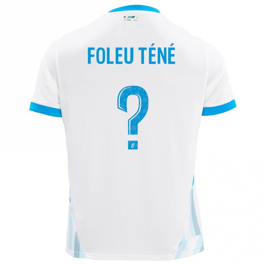 Homme Football Maillot Krys Foleu Téné #0 Blanc Bleu Ciel Tenues Domicile 2024/25