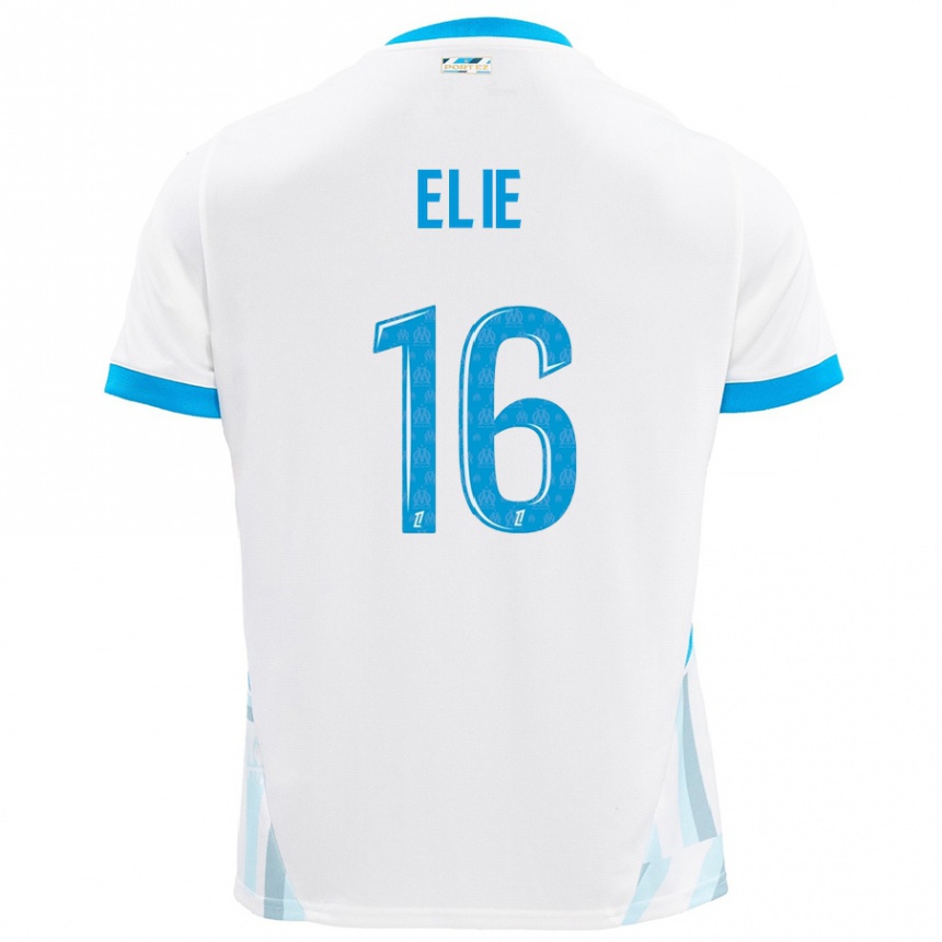 Homme Football Maillot Anaïs Elie #16 Blanc Bleu Ciel Tenues Domicile 2024/25