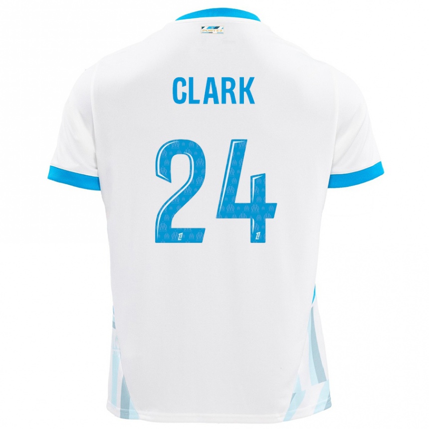 Homme Football Maillot Ashley Clark #24 Blanc Bleu Ciel Tenues Domicile 2024/25