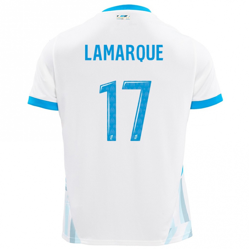 Homme Football Maillot Alais Lamarque #17 Blanc Bleu Ciel Tenues Domicile 2024/25