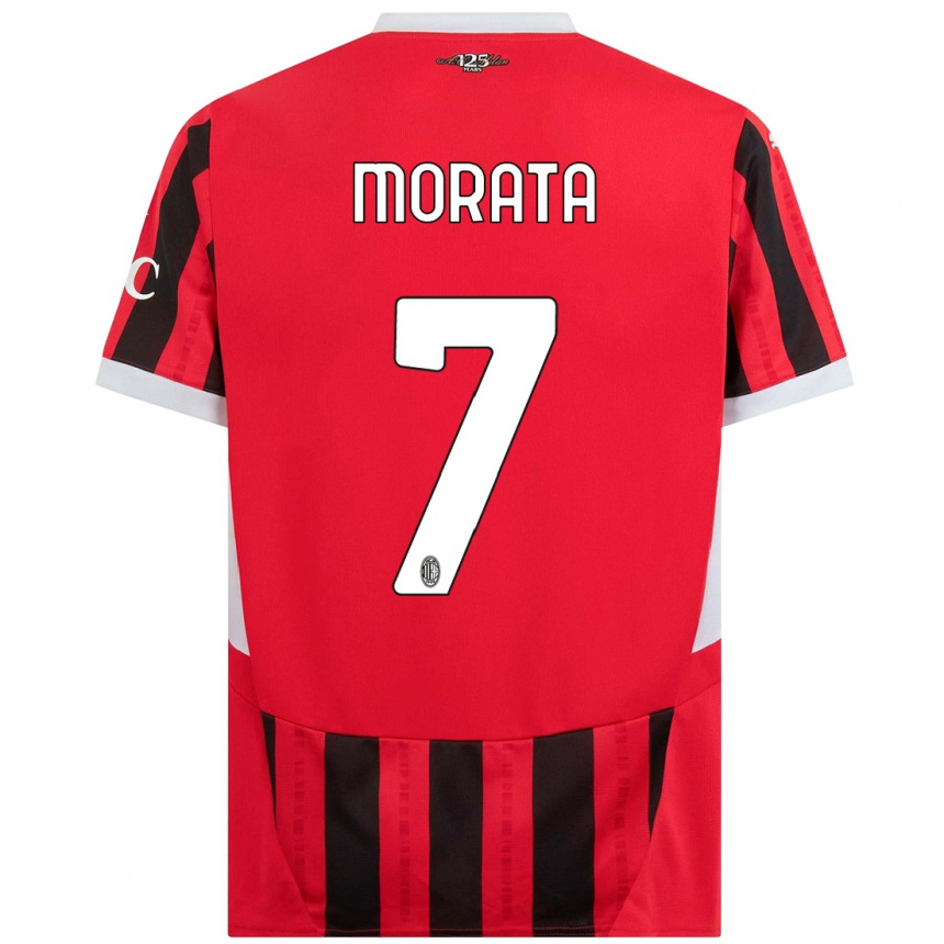 Homme Football Maillot Alvaro Morata #7 Rouge Noir Tenues Domicile 2024/25