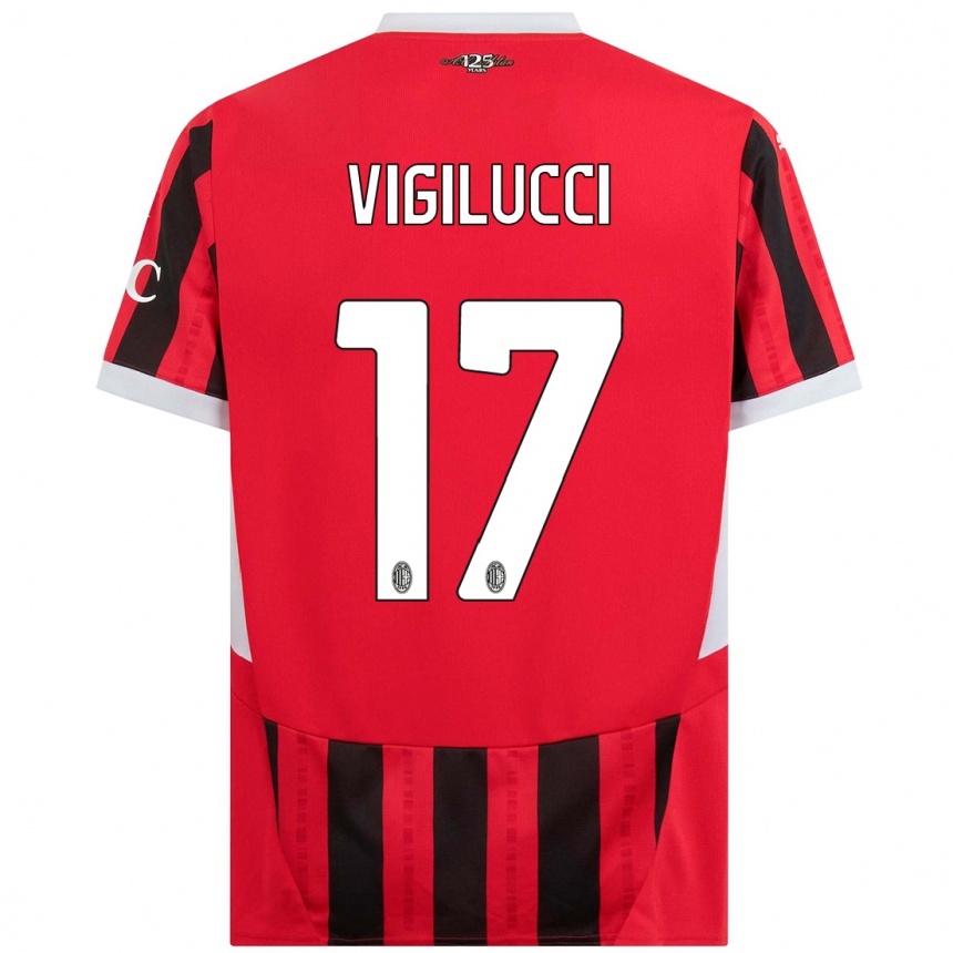 Homme Football Maillot Valery Vigilucci #17 Rouge Noir Tenues Domicile 2024/25