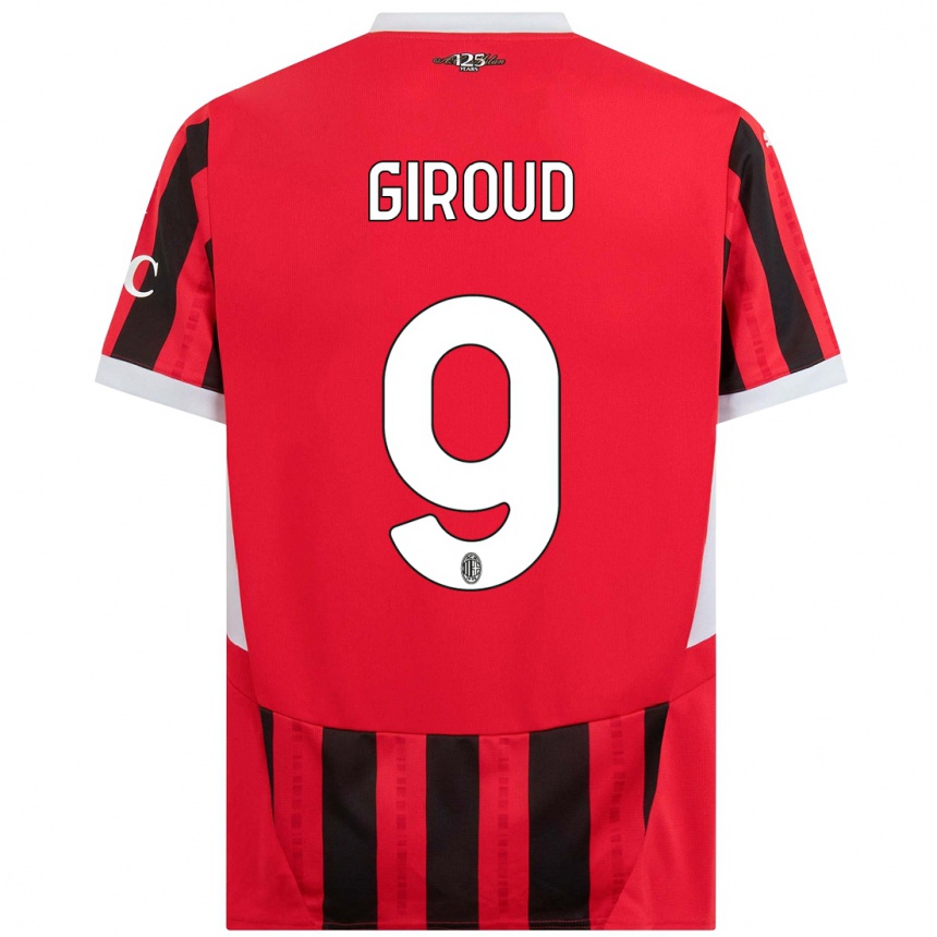 Homme Football Maillot Olivier Giroud #9 Rouge Noir Tenues Domicile 2024/25