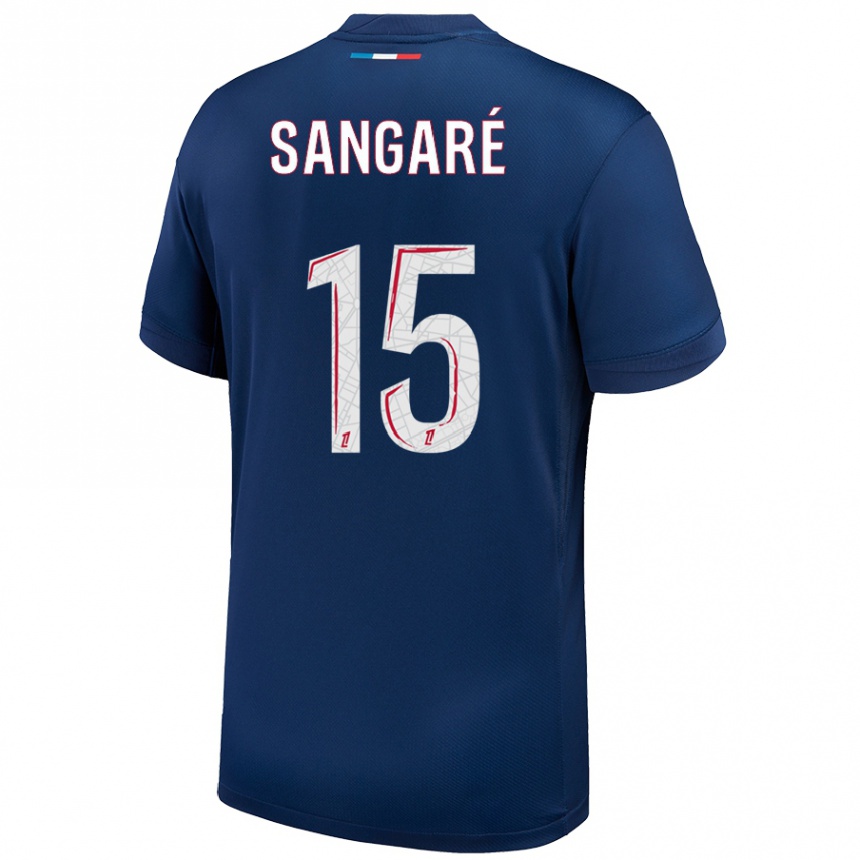 Homme Football Maillot Mahamadou Sangaré #15 Bleu Marine Blanc Tenues Domicile 2024/25