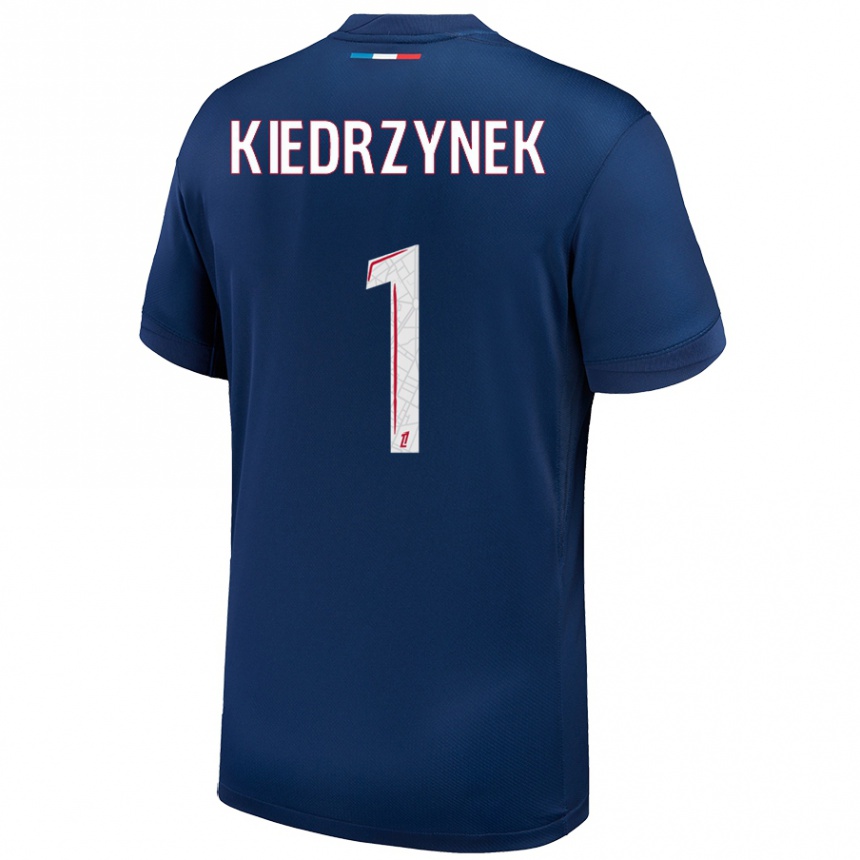 Homme Football Maillot Katarzyna Kiedrzynek #1 Bleu Marine Blanc Tenues Domicile 2024/25