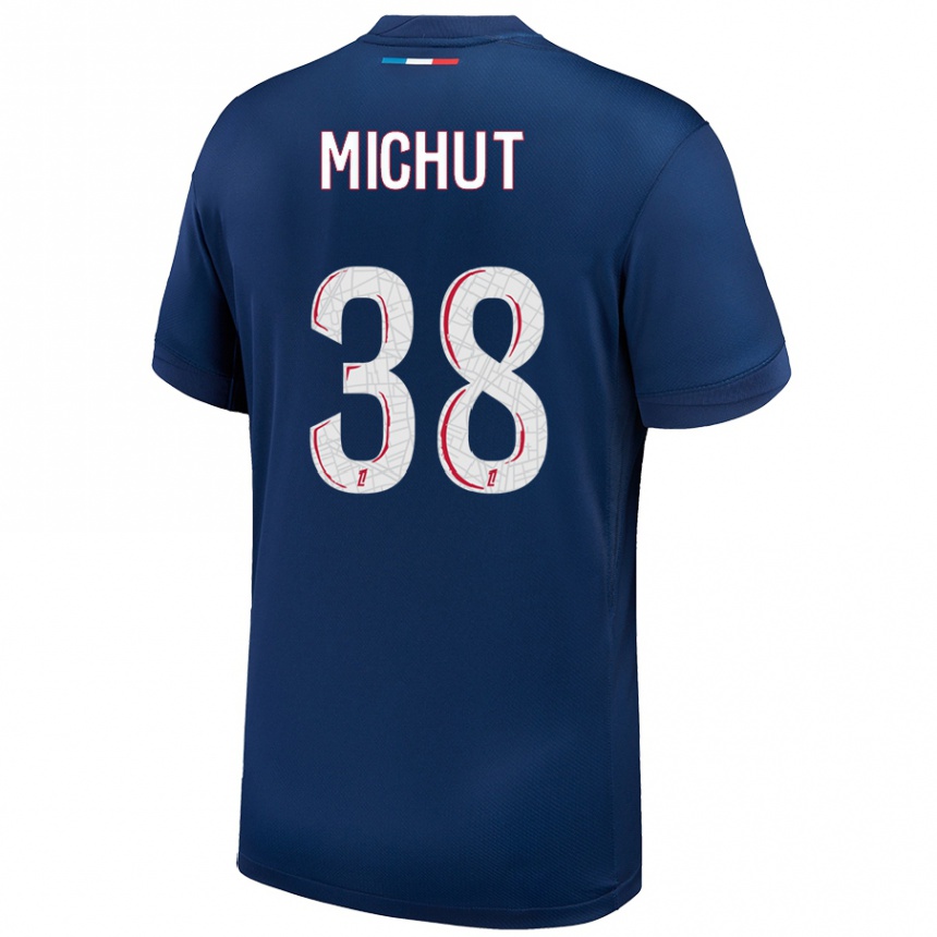 Homme Football Maillot Edouard Michut #38 Bleu Marine Blanc Tenues Domicile 2024/25