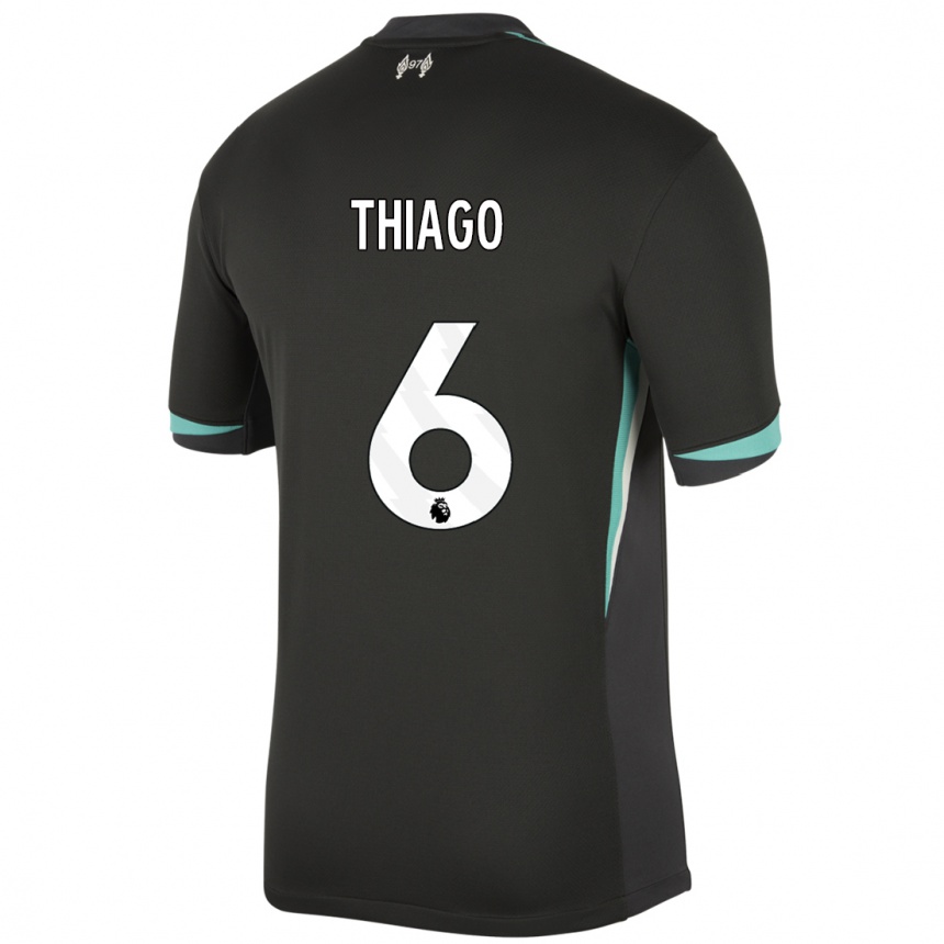 Homme Football Maillot Thiago #6 Noir Anthracite Blanc Tenues Extérieur 2024/25