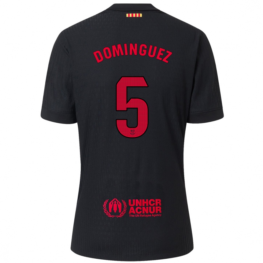 Homme Football Maillot Sergi Dominguez #5 Noir Rouge Tenues Extérieur 2024/25