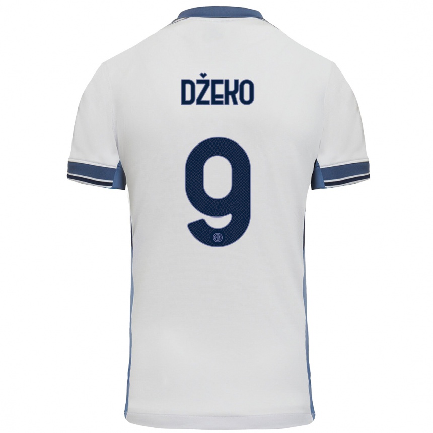 Homme Football Maillot Edin Dzeko #9 Blanc Gris Tenues Extérieur 2024/25