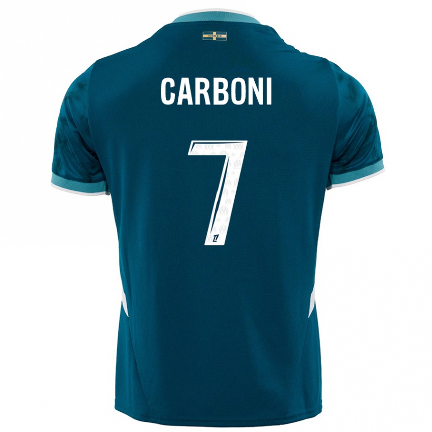 Homme Football Maillot Valentín Carboni #7 Turquoise Bleu Tenues Extérieur 2024/25