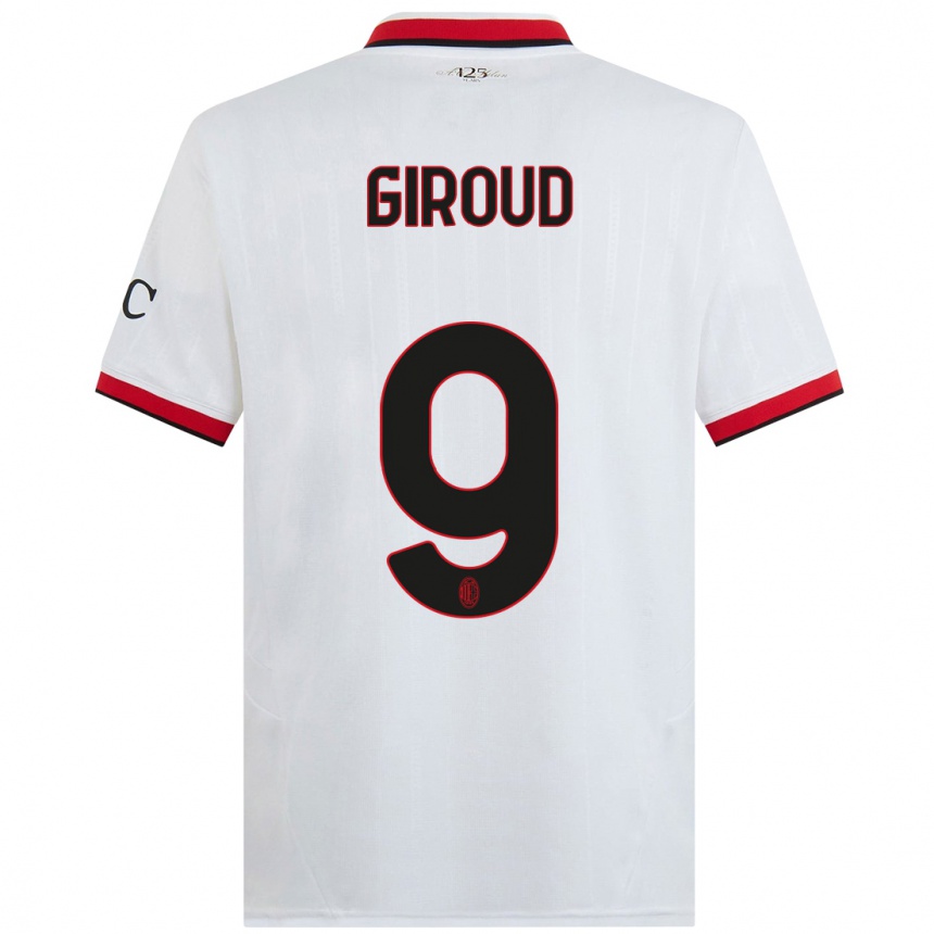 Homme Football Maillot Olivier Giroud #9 Blanc Noir Rouge Tenues Extérieur 2024/25