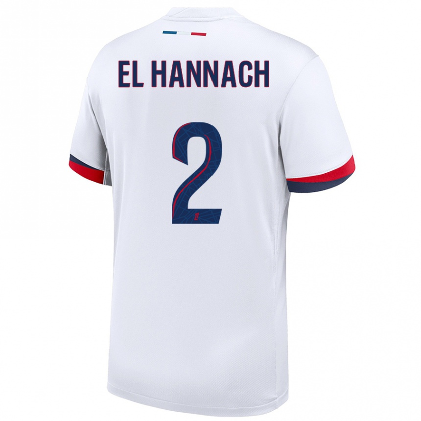 Homme Football Maillot Naoufel El Hannach #2 Blanc Bleu Rouge Tenues Extérieur 2024/25