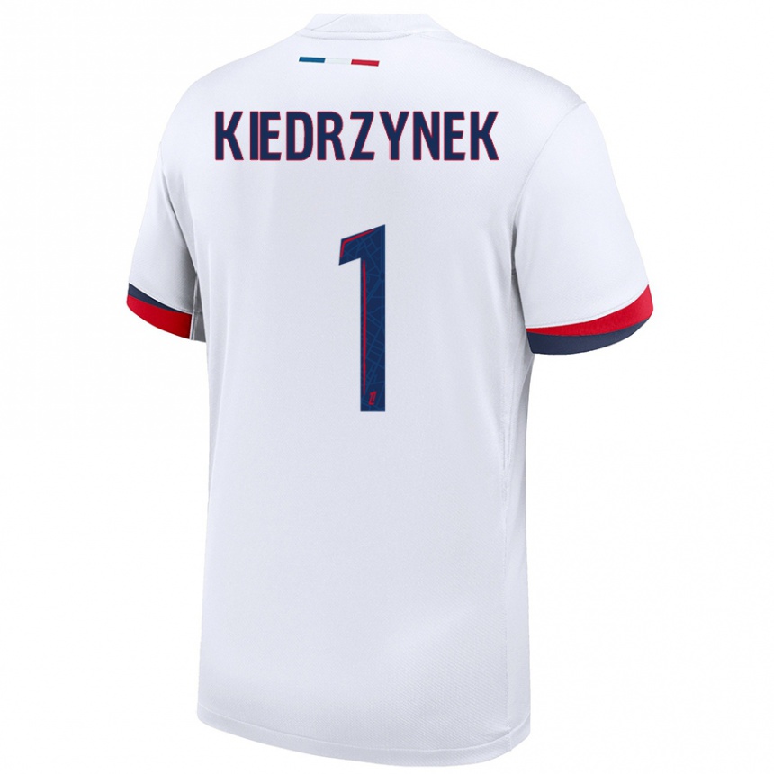 Homme Football Maillot Katarzyna Kiedrzynek #1 Blanc Bleu Rouge Tenues Extérieur 2024/25