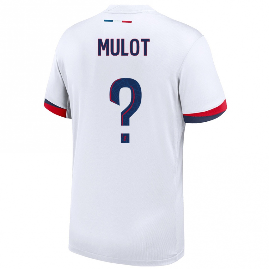 Homme Football Maillot Marie Mulot #0 Blanc Bleu Rouge Tenues Extérieur 2024/25