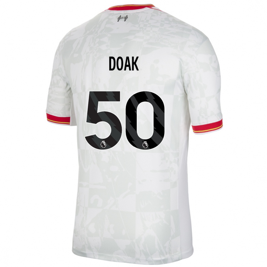 Homme Football Maillot Ben Doak #50 Blanc Rouge Noir Troisieme 2024/25