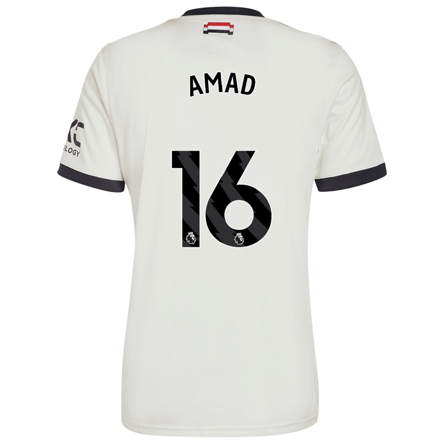 Homme Football Maillot Amad Diallo #16 Blanc Cassé Troisieme 2024/25