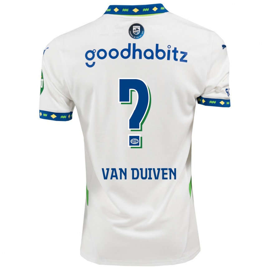 Homme Football Maillot Robin Van Duiven #0 Blanc Bleu Foncé Troisieme 2024/25