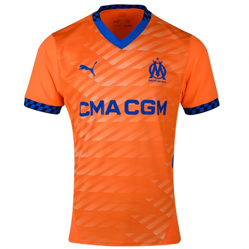 Homme Football Maillot Votre Nom #0 Orange Bleu Foncé Troisieme 2024/25