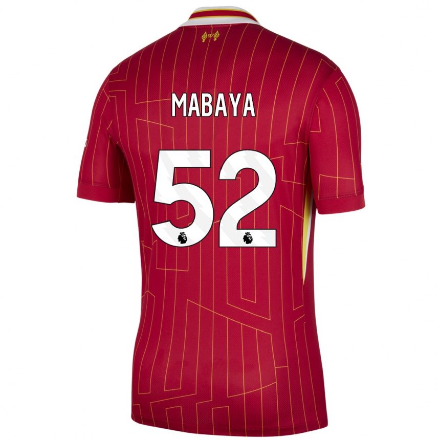 Femme Football Maillot Isaac Mabaya #52 Rouge Jaune Blanc Tenues Domicile 2024/25