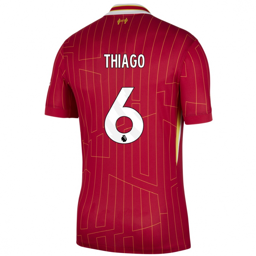 Femme Football Maillot Thiago #6 Rouge Jaune Blanc Tenues Domicile 2024/25