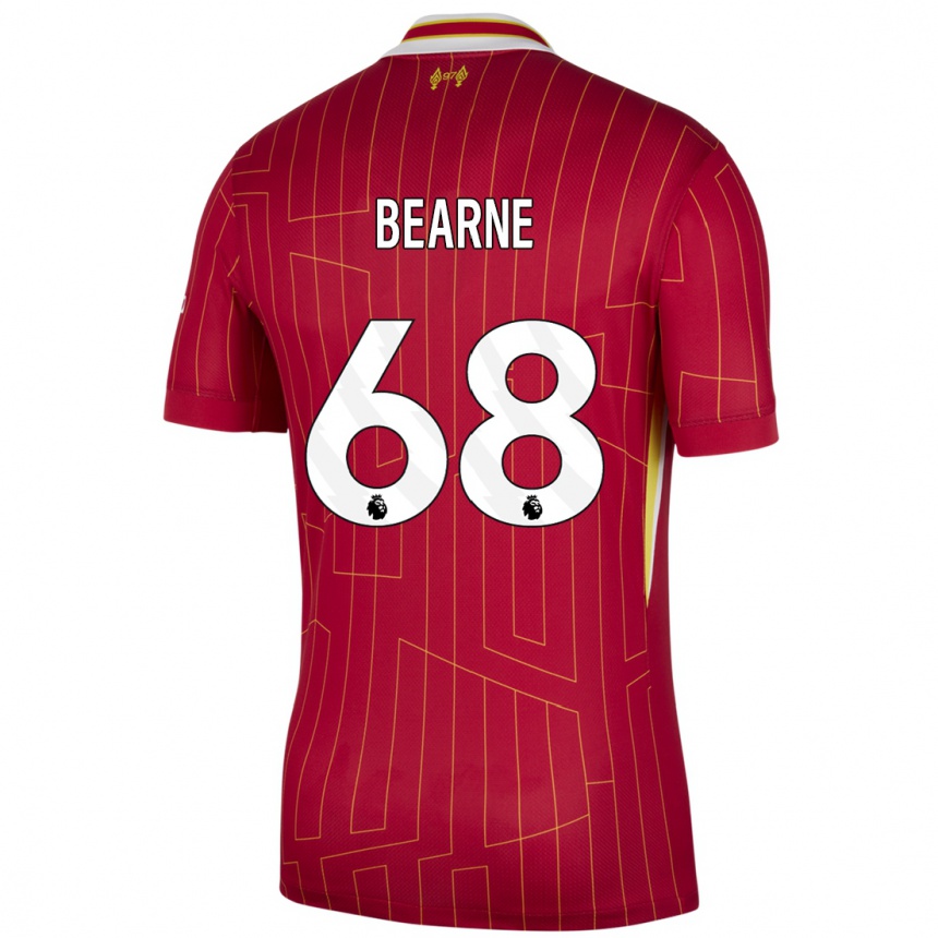 Femme Football Maillot Jack Bearne #68 Rouge Jaune Blanc Tenues Domicile 2024/25