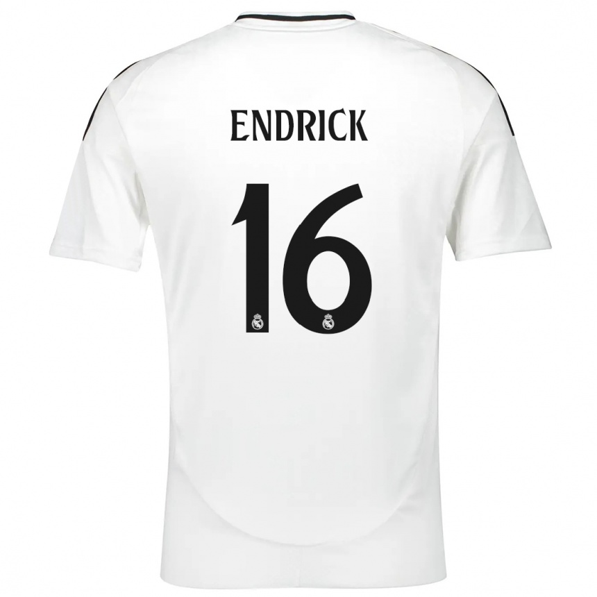 Femme Football Maillot Endrick #16 Blanc Tenues Domicile 2024/25