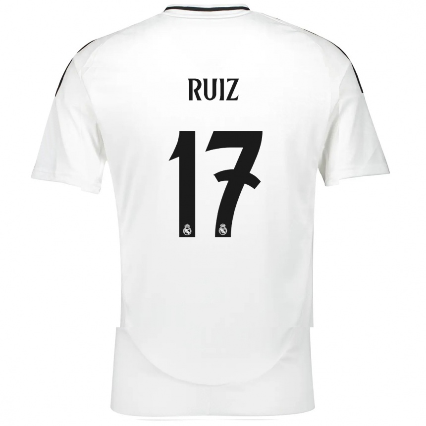 Femme Football Maillot David Ruiz #17 Blanc Tenues Domicile 2024/25