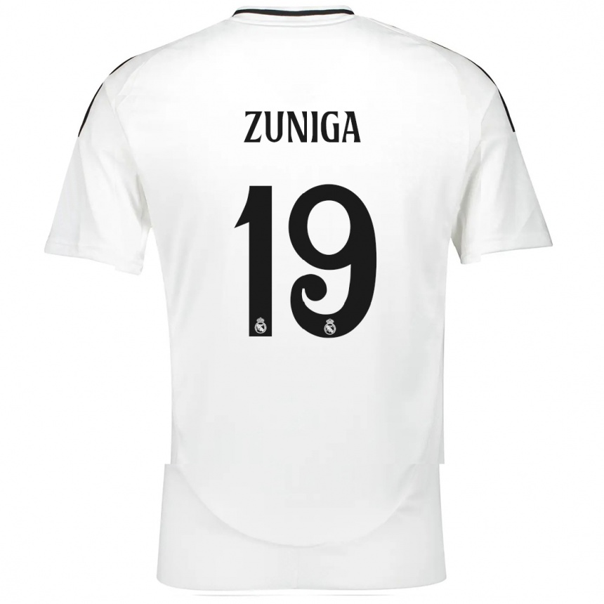 Femme Football Maillot Loren Zúñiga #19 Blanc Tenues Domicile 2024/25