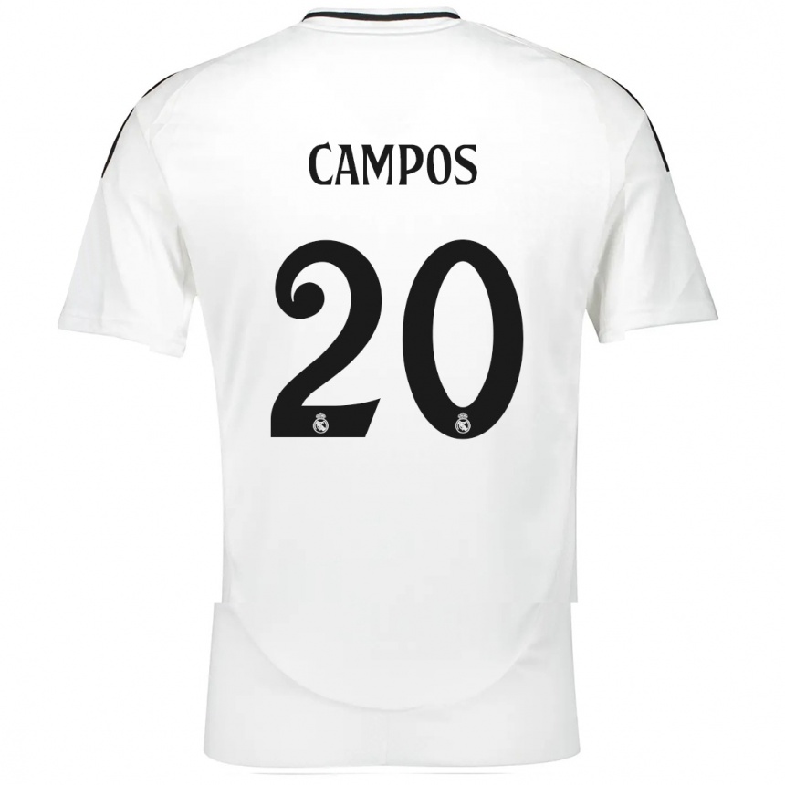 Femme Football Maillot Andrés Campos #20 Blanc Tenues Domicile 2024/25