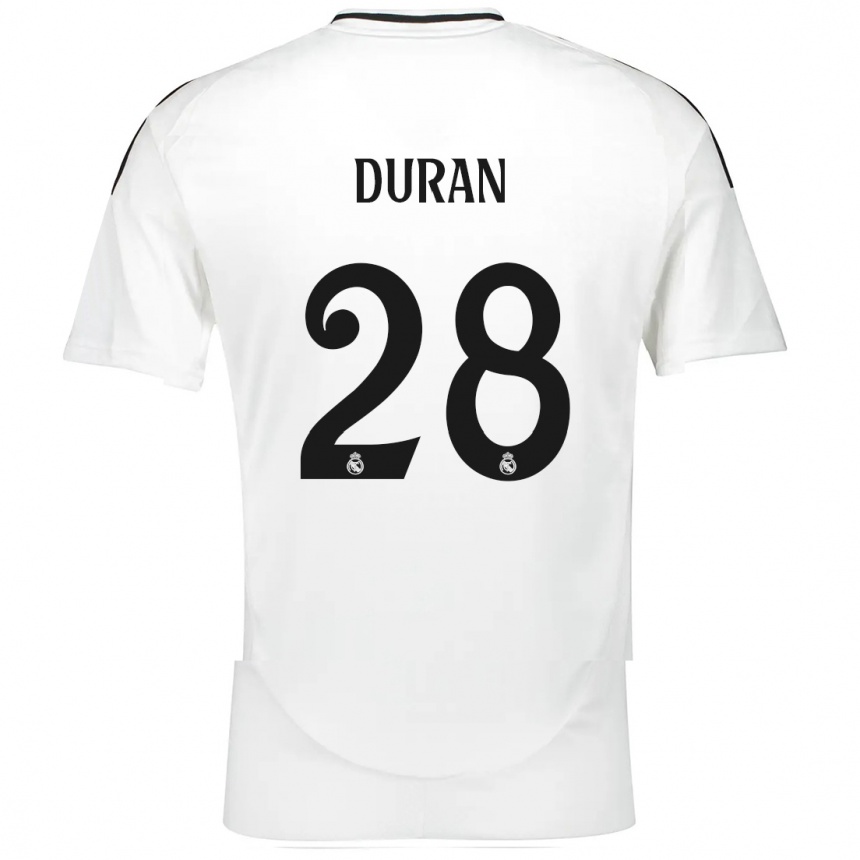 Femme Football Maillot Pol Duran #28 Blanc Tenues Domicile 2024/25