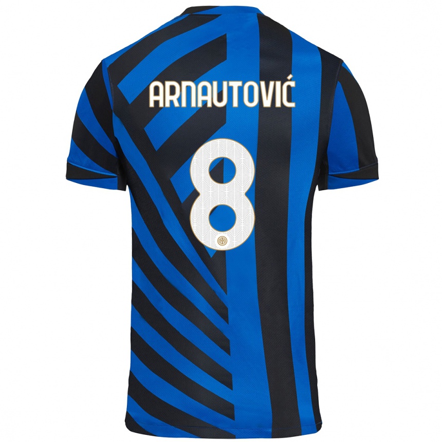 Femme Football Maillot Marko Arnautovic #8 Bleu Noir Tenues Domicile 2024/25