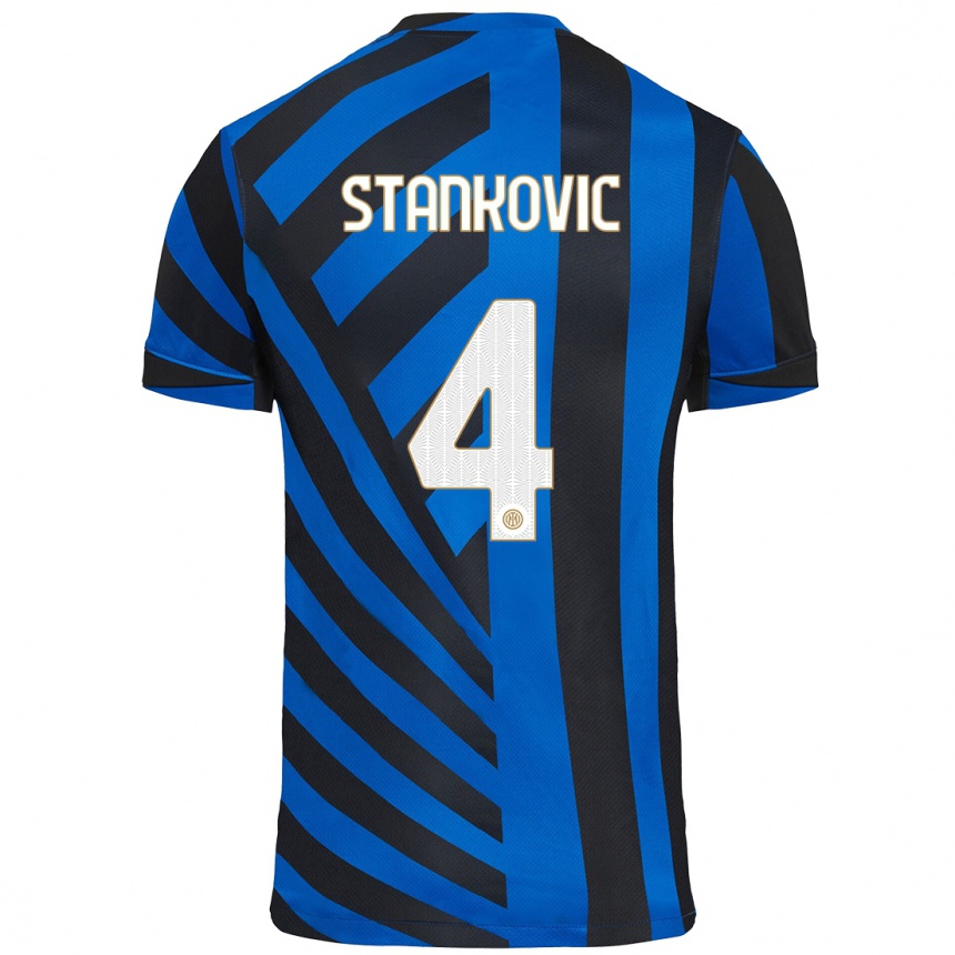 Femme Football Maillot Aleksandar Stankovic #4 Bleu Noir Tenues Domicile 2024/25