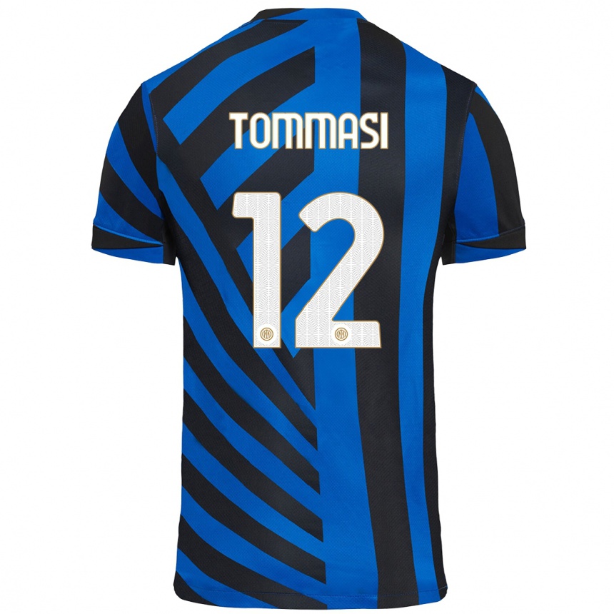 Femme Football Maillot Francesco Tommasi #12 Bleu Noir Tenues Domicile 2024/25